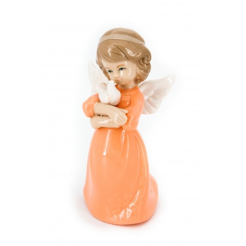 Ангел фарфоровый с голубем (в оранжевом платье)